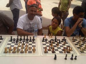 Playing chess in Arenys de Mar